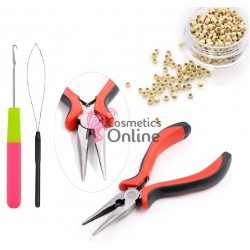 Set Nano Ring Extensii Par cu 100 Inele cu silicon Blond Deschis + Cleste, Iglita si Croseta NR002BB